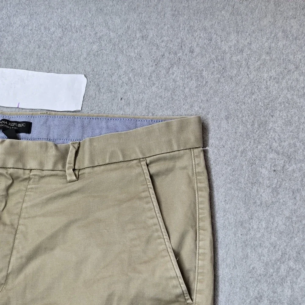 Banana Republic Men Pants 35X32 Khaki Chino Twill Kentfield Pant Button 30